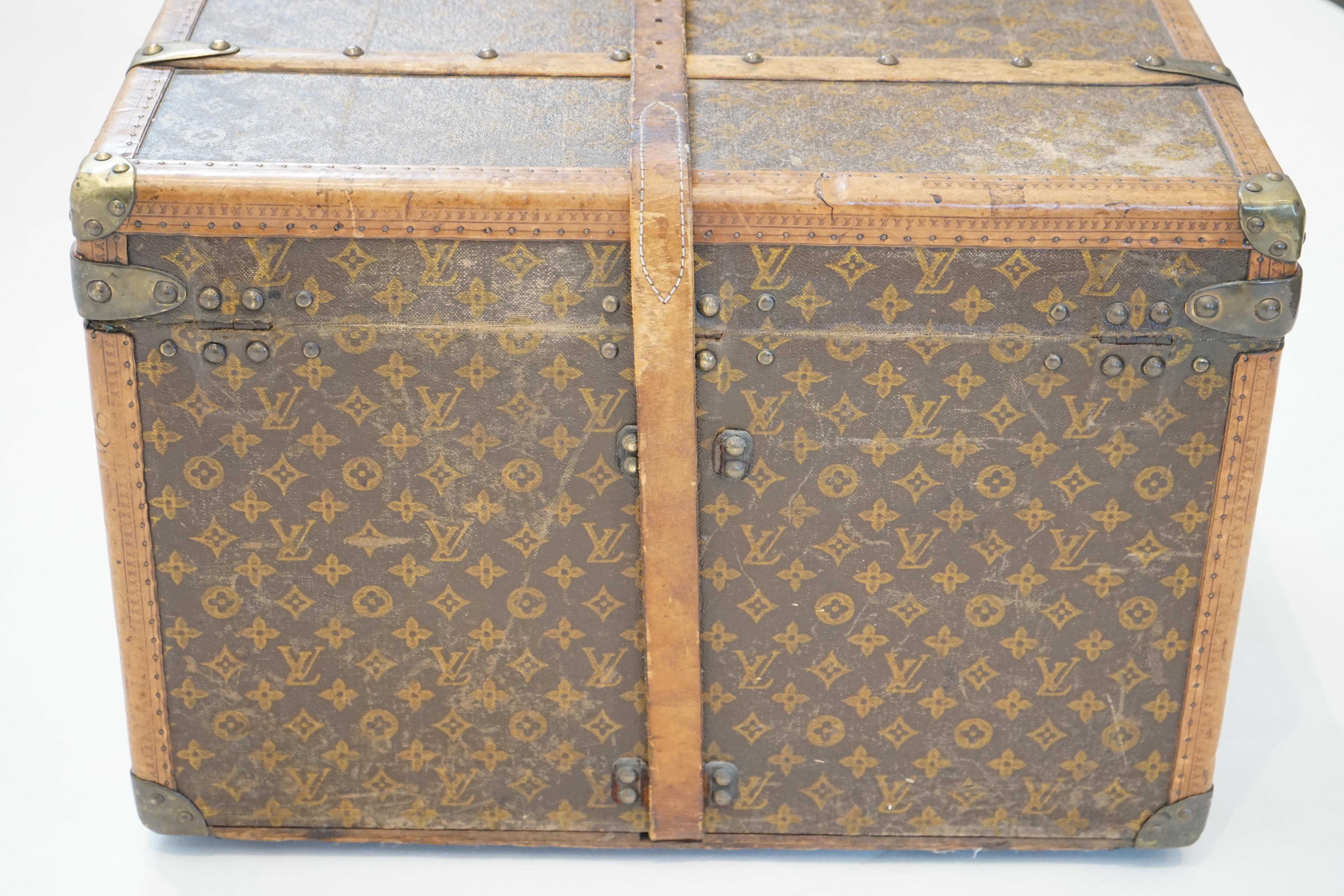 A vintage Louis Vuitton trunk width 61cm, depth 62cm, height 43cm